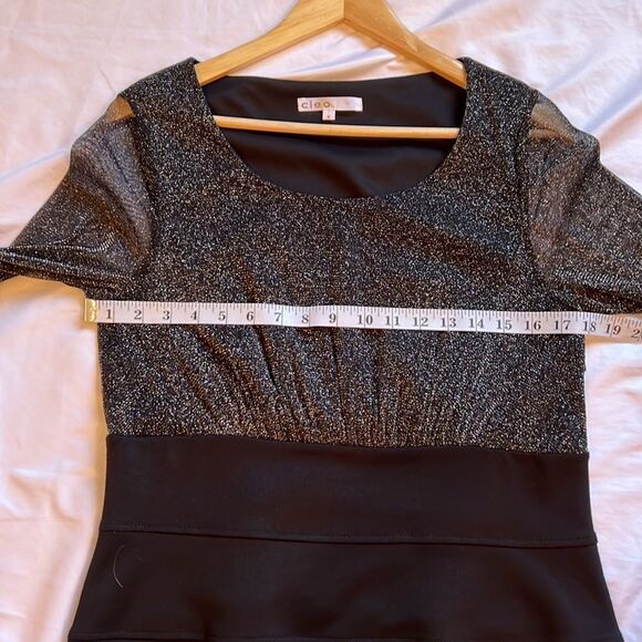 Cleo Silver and Black 3/4 Length Sleeve Dress Size 12 - Picture 13 of 15